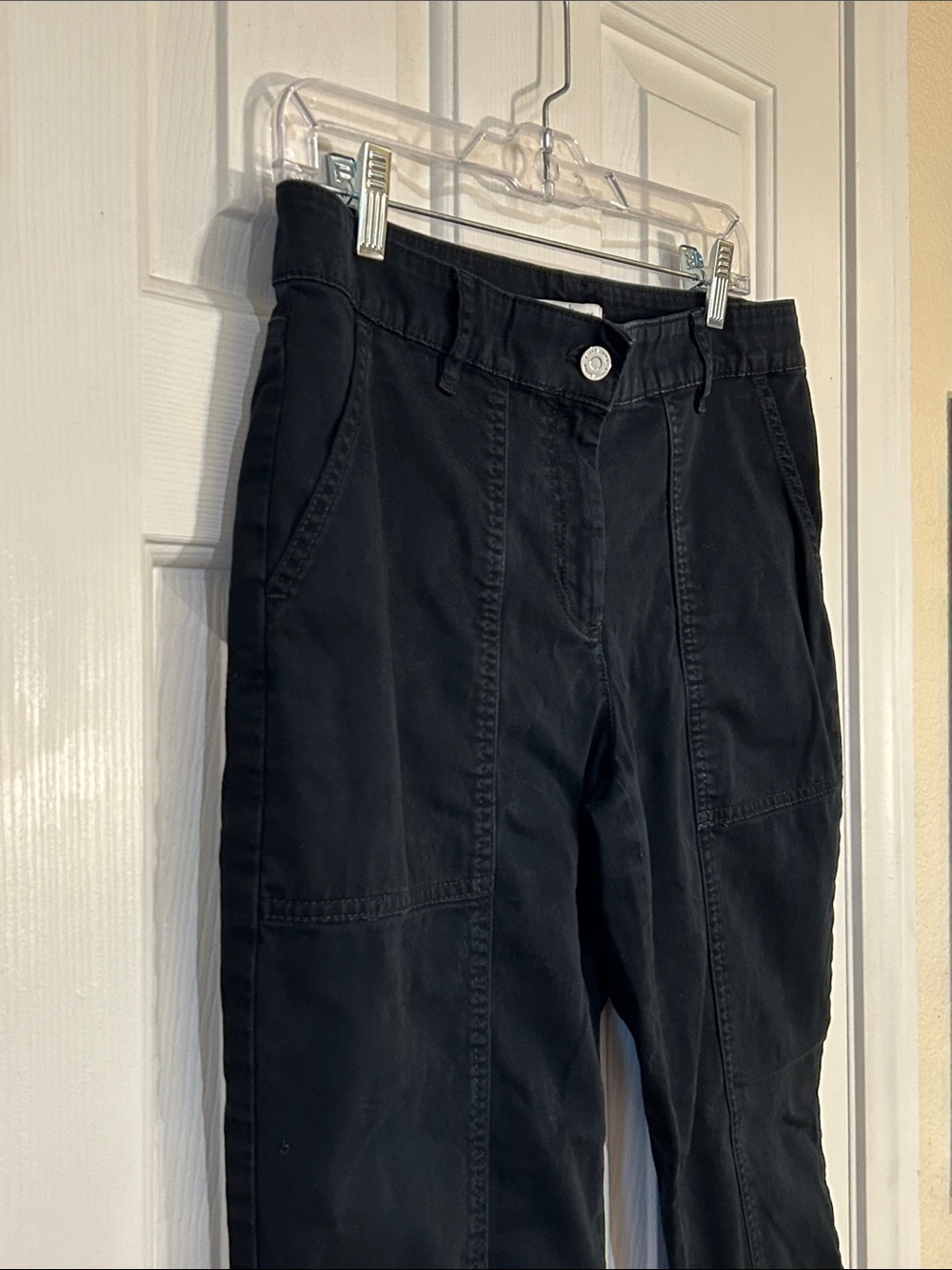 White House Black Market Cotton Crop Black Tapered Pants Sz 8
